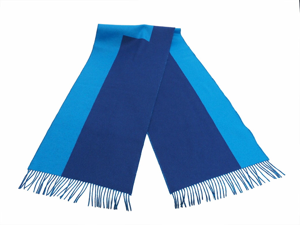 楽天市場】エルメス HERMES ダブルH カシミヤマフラー ブルーシアン