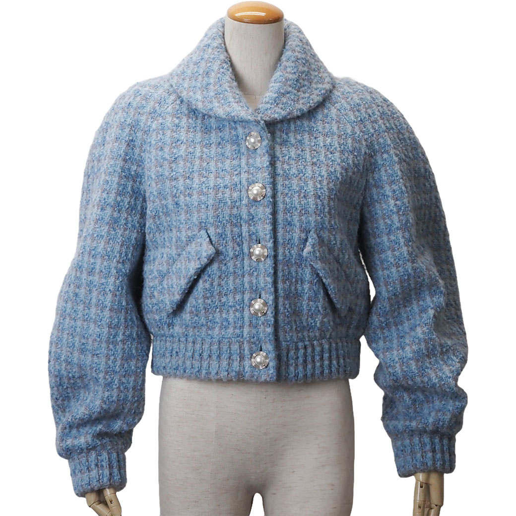 CHANEL ブルーグレー系ツイード スカート 秋冬 フランス製 CHANEL