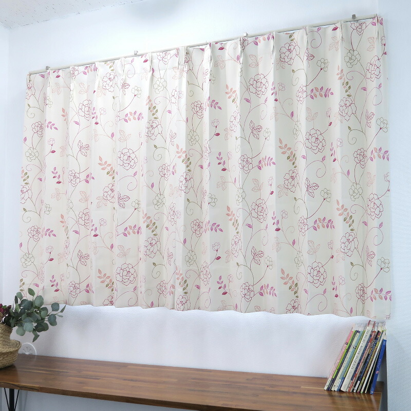 楽天市場】オーダーカーテン 北欧 花柄 ピンク kk394pi 遮光2級 240