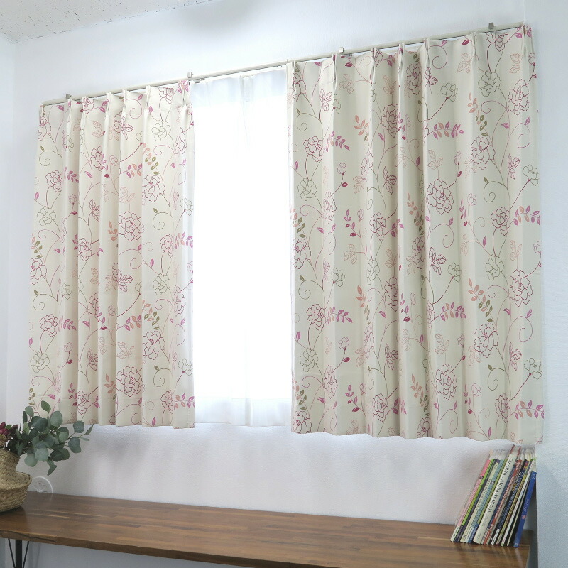 楽天市場】オーダーカーテン 北欧 花柄 ピンク kk394pi 遮光2級 240