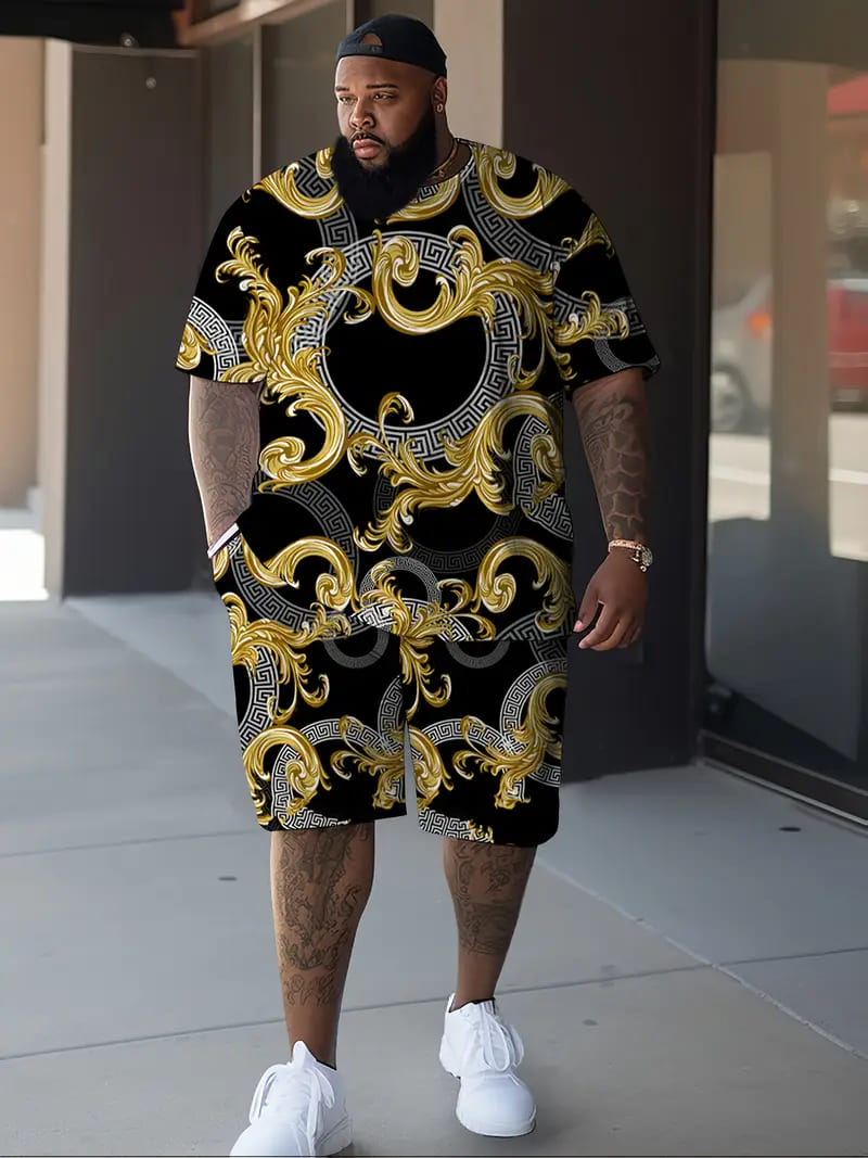 楽天市場】バロック柄 半袖Tシャツセットアップ ハーフパンツ 上下 黒