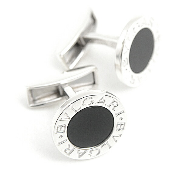 ブルガリ カフス ブランドロゴ Ag925 シルバー ブラック メンズ 箱付き