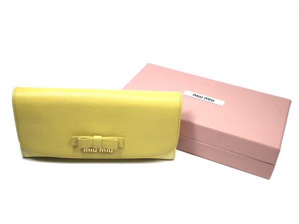 楽天市場】未使用 ミュウミュウ 長財布 リボン付 5M1109 イエロー バイ