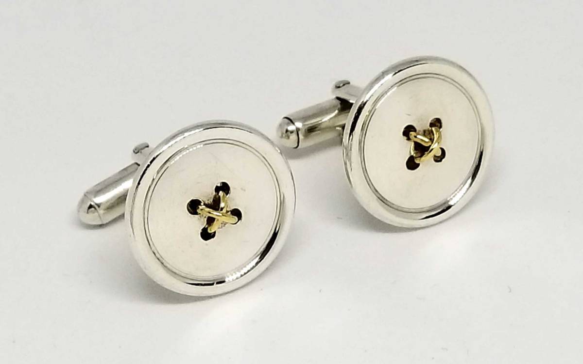 楽天市場】ティファニー カフス ボタン ボタンモチーフ コンビ SV925