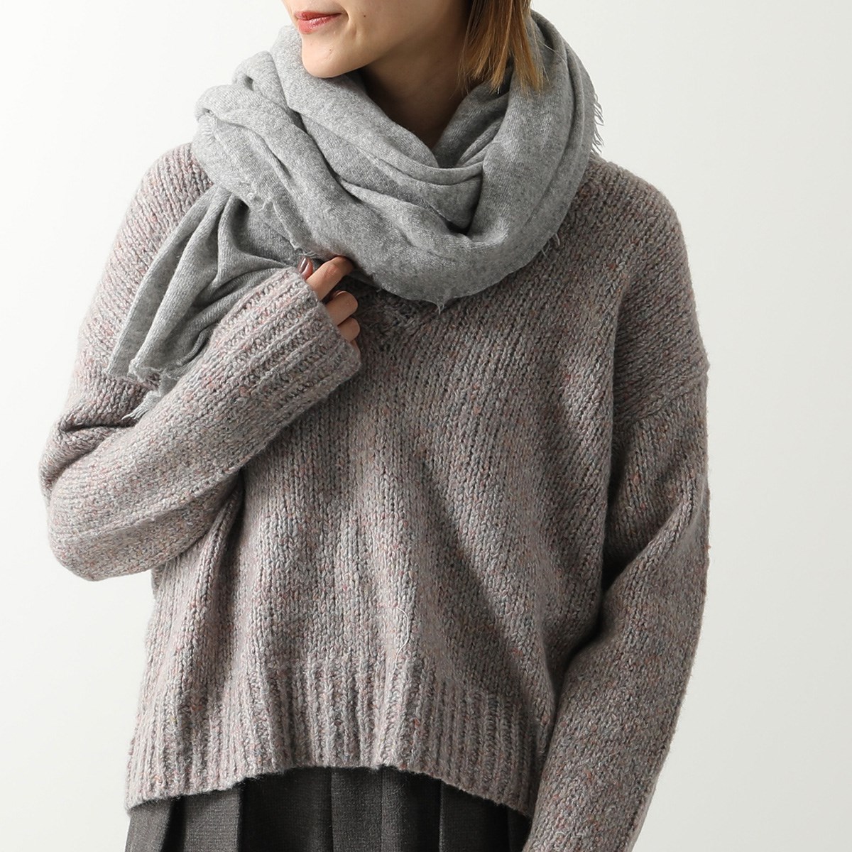 ファリエロサルティ カシミヤ ニット ストール 大判 ヒロココシノ