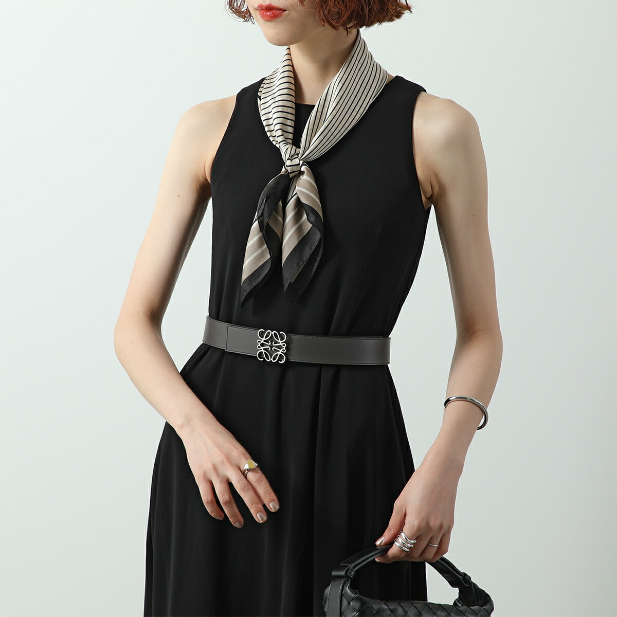 ☆5F330 ロエベ ベルト Lモノグラム レザー 黒 レディース ☆5F330