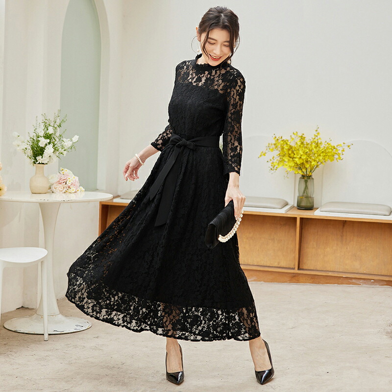 楽天市場】パーティードレス ワンピース レース きれいめ 長袖