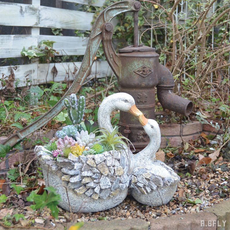 楽天市場】スワン 白鳥 親子 フラワーポット 鉢 プランター 動物