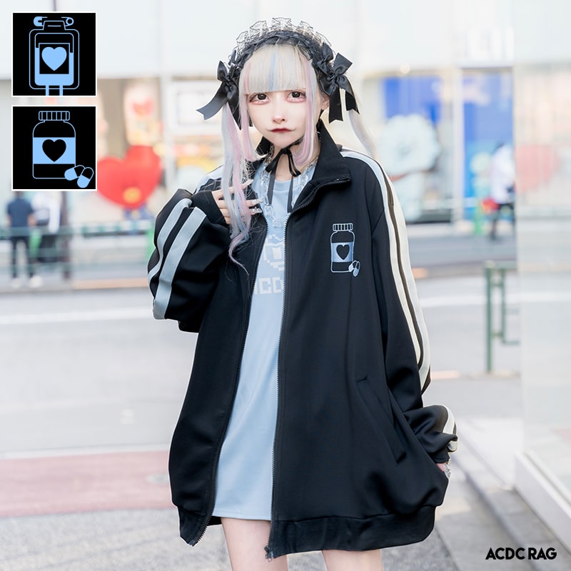 楽天市場】輸血/薬瓶 ジャージジャケット BK/P.BL ジャケット ジャージ