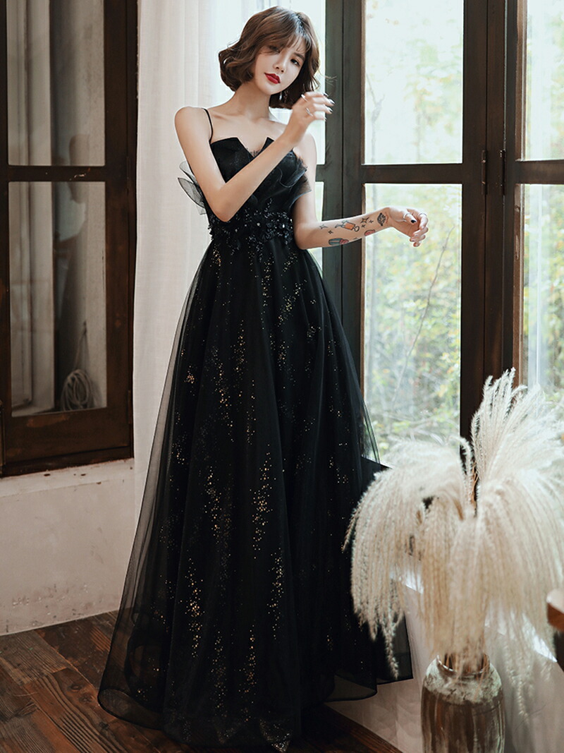 楽天市場】カラードレス 黒 演奏会 ウエディング 結婚式 二次会 花嫁