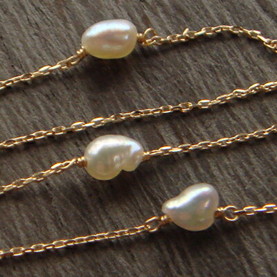 楽天市場】K18 ゴールド 国産あこやケシパール ステーションネックレス