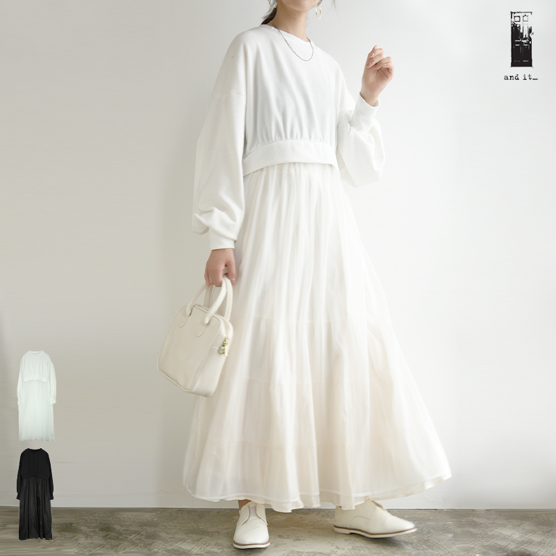 楽天市場】ワンピース レディース 春夏 裏毛×オーガンジードッキング