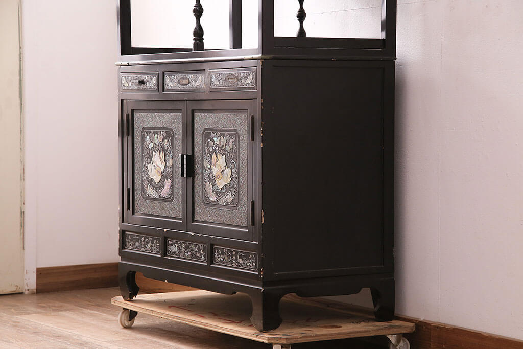 楽天市場】【中古】 ☆事前問合せ必須☆ 飾り棚 螺鈿 黒漆 漆塗り 高級