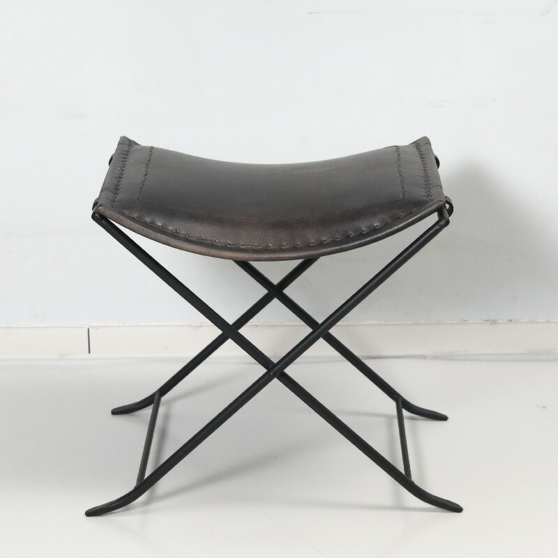 楽天市場】レザーフォールディングスツール キャメル ブラック ダーク