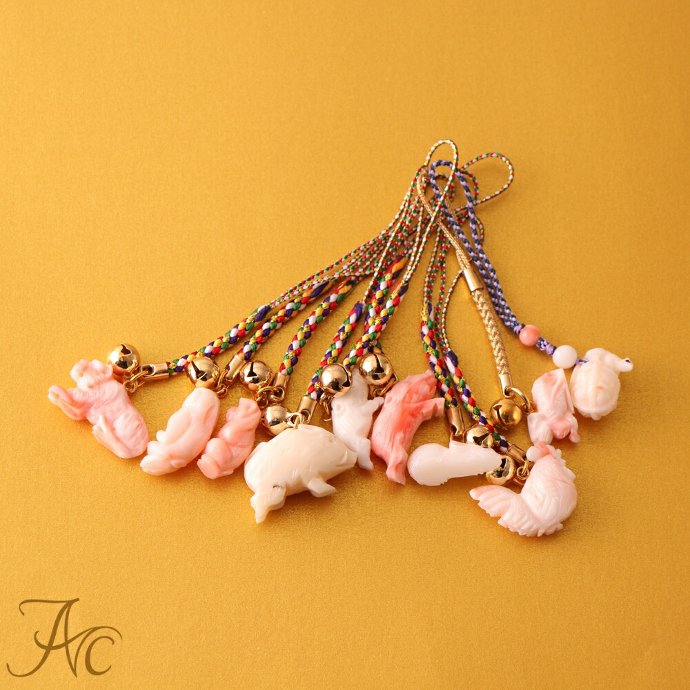 楽天市場】≪1年保証付き≫ピンク珊瑚 白珊瑚 干支 寅 猿 酉 猪 鼠 俵