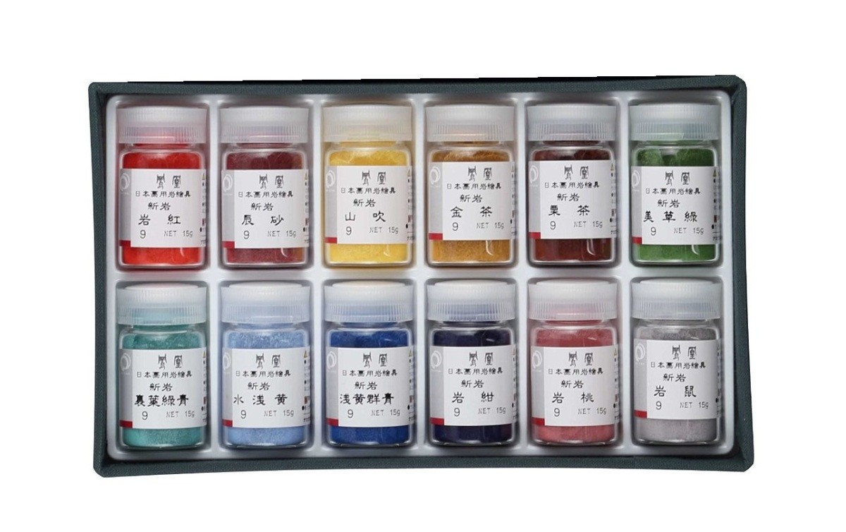 楽天市場】岩絵の具 B (緑箱) 12色セット 【 日本画 水墨画 絵具 岩