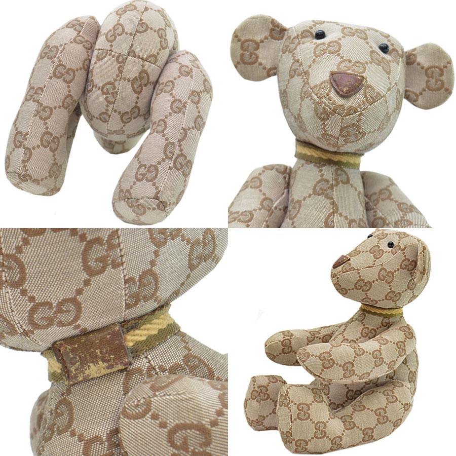 楽天市場】グッチ GUCCI ぬいぐるみ くま テディベア ブラウン系 GG