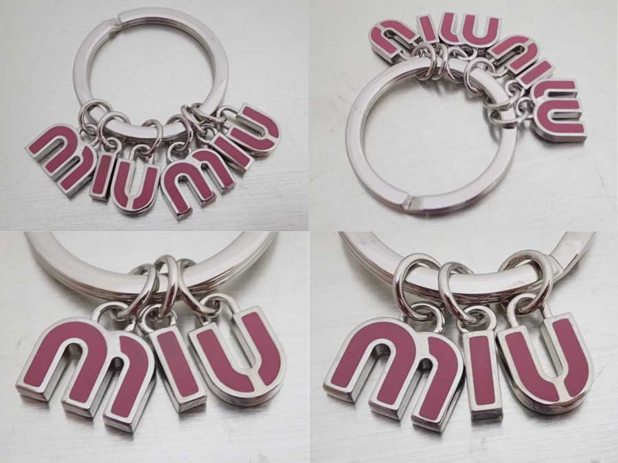 楽天市場】【美品】ミュウミュウ MIUMIU キーリング ロゴ シルバーx