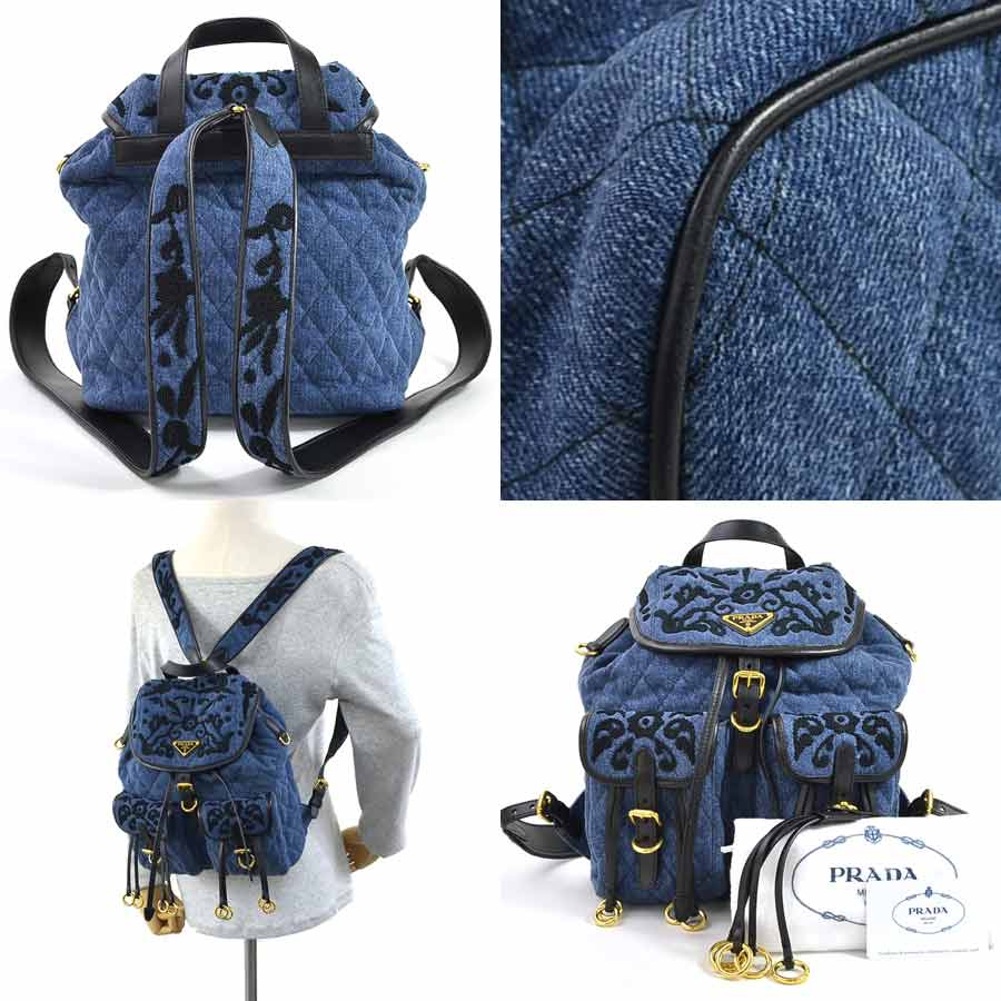 楽天市場】プラダ PRADA リュック DENIM IMPUNTURA BLEU+NERO（デニム