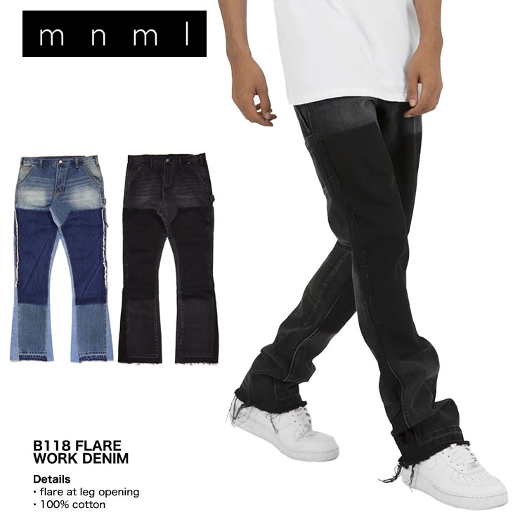 楽天市場】mnml フレアパンツ ミニマル フレアデニム デニムパンツ