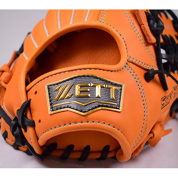野球 （新品）（サイン付き）ZEET 軟式グローブ オレンジ 本西厚博氏