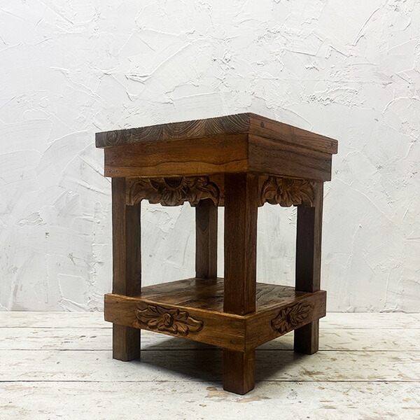 楽天市場】スツール 花台 アンティーク 椅子 チーク オールドチーク