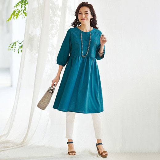 楽天市場】＼まとめ買いクーポン配布中／チュニック 綿麻素材刺しゅう