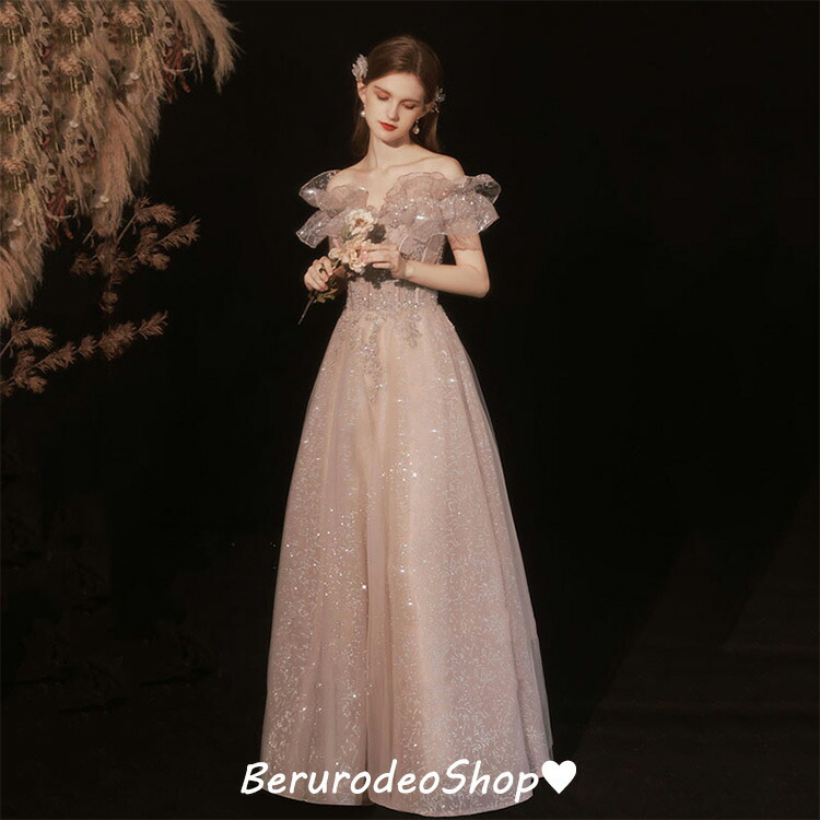 楽天市場】イブニングドレス オフショルダー キラキラ キレイめ ロング