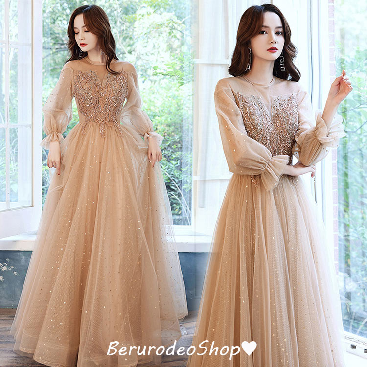 楽天市場】イブニングドレス スパンコール キラキラドレス シャンパン