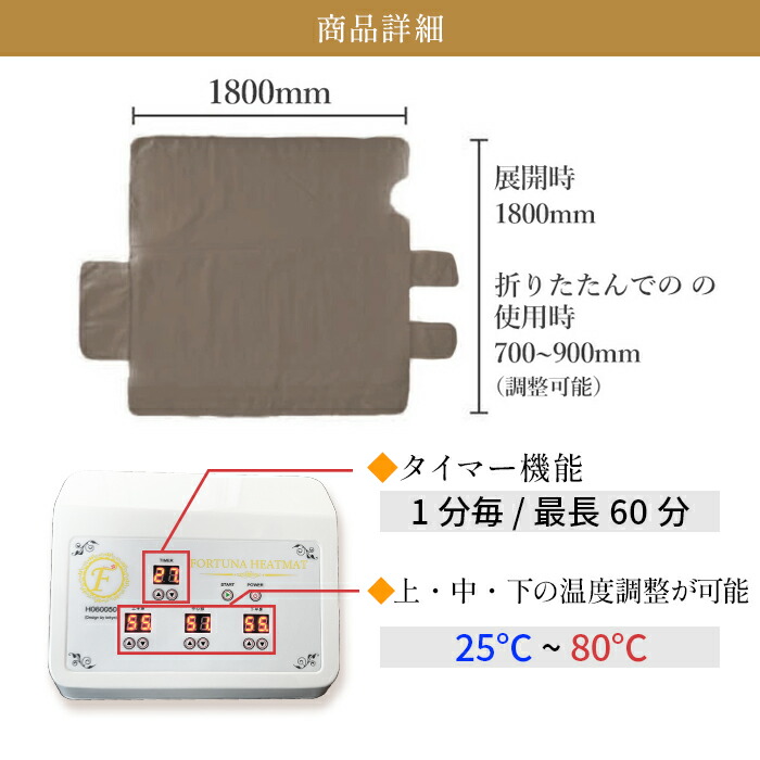 楽天市場】遠赤外線ヒートマット三つ折りタイプ｜ 3部位に分かれて温度