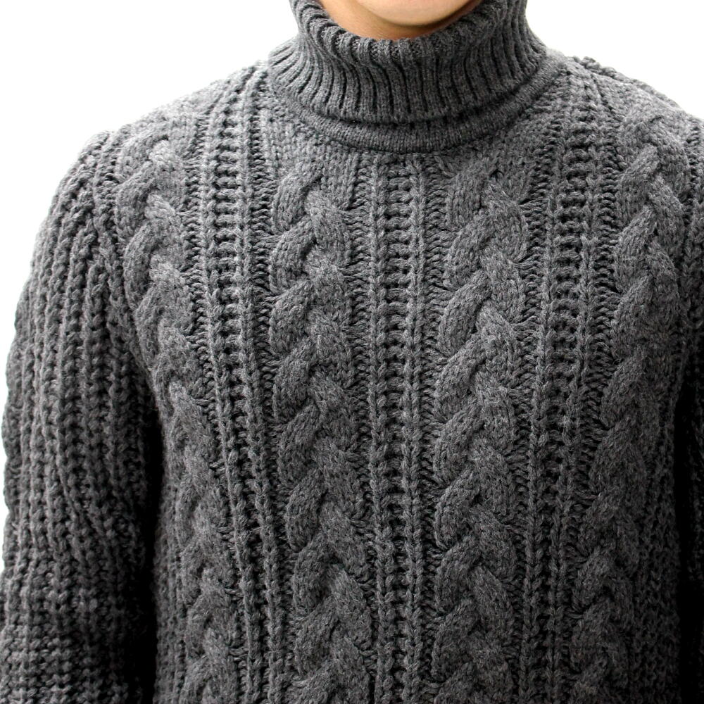 楽天市場】タートルネックセーター ニット ハイネック ケーブル編み