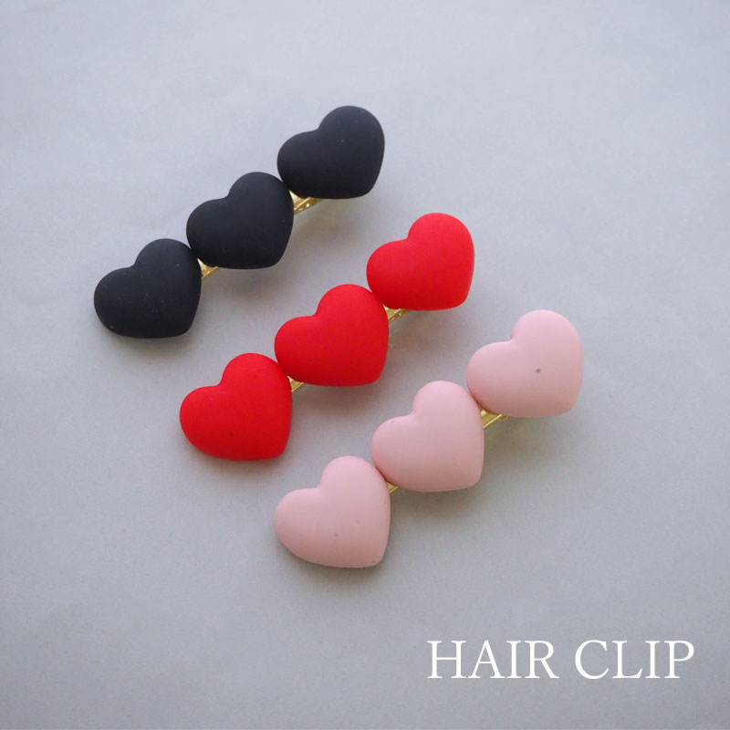 楽天市場】クリップ トリプル ぷっくり ハート ヘアクリップ ヘア