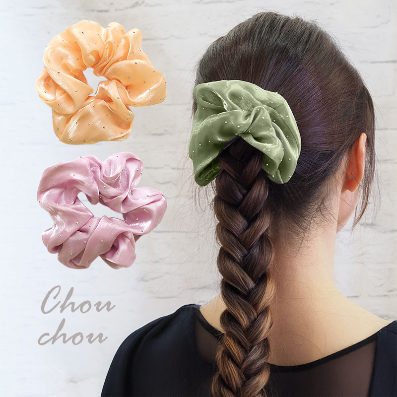 楽天市場】シュシュ シルバー スタッズ ドット かわいい ヘア