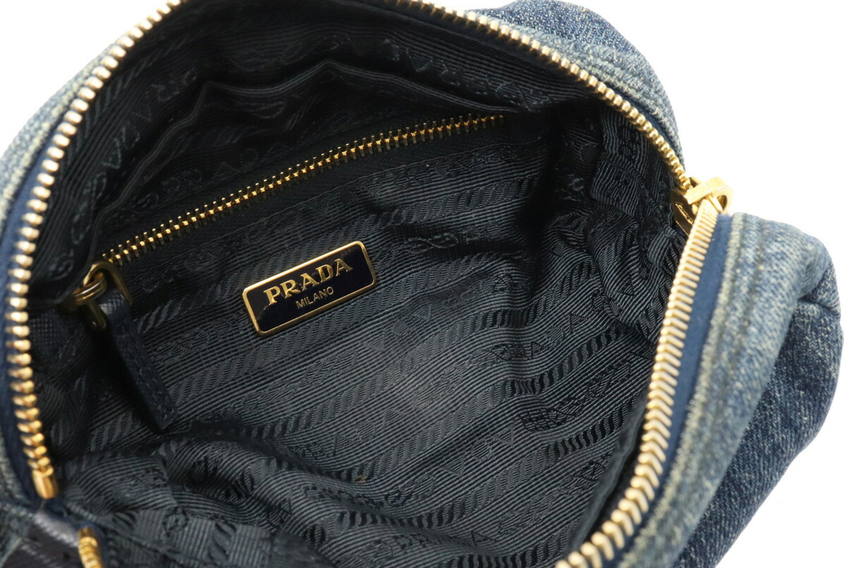 楽天市場】PRADA プラダ ポーチ DENIM デニム 化粧ポーチ コスメポーチ