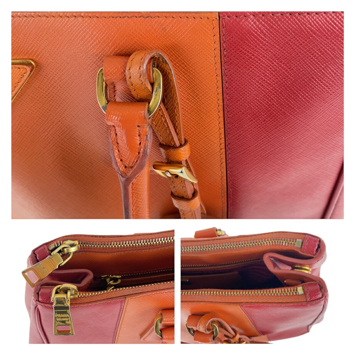 楽天市場】PRADA プラダ サフィアーノ 三角ロゴプレート オレンジ