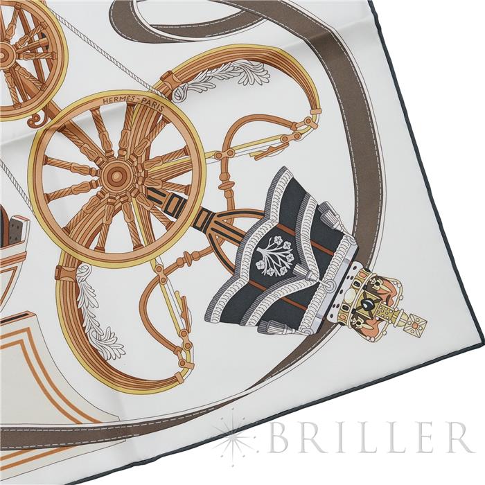 楽天市場】エルメス カレ90 ステイトリー・ホイールズ 白 / グリーン