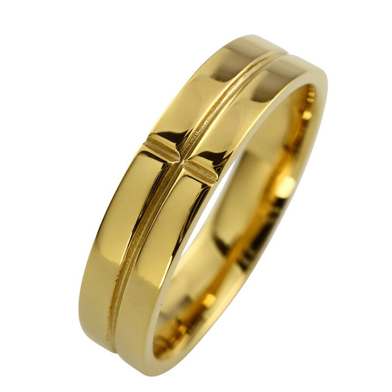 楽天市場】K18ゴールド クロスリング 4mm幅 指輪 十字架 デザイン 18金