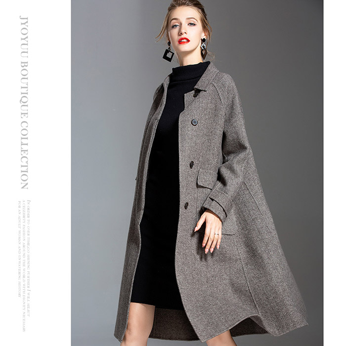 希少 クレージュ21 スタジャン ウール100% フードジャケット ロング