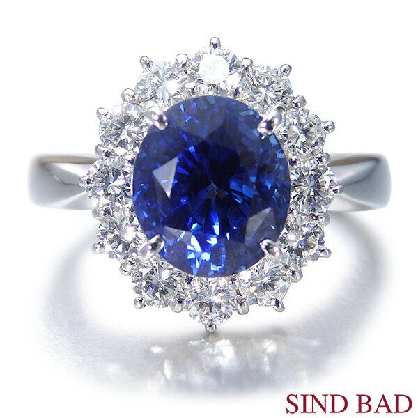 楽天市場】非加熱サファイヤ 指輪 プラチナ 3.454ct ダイヤ 0.723ct