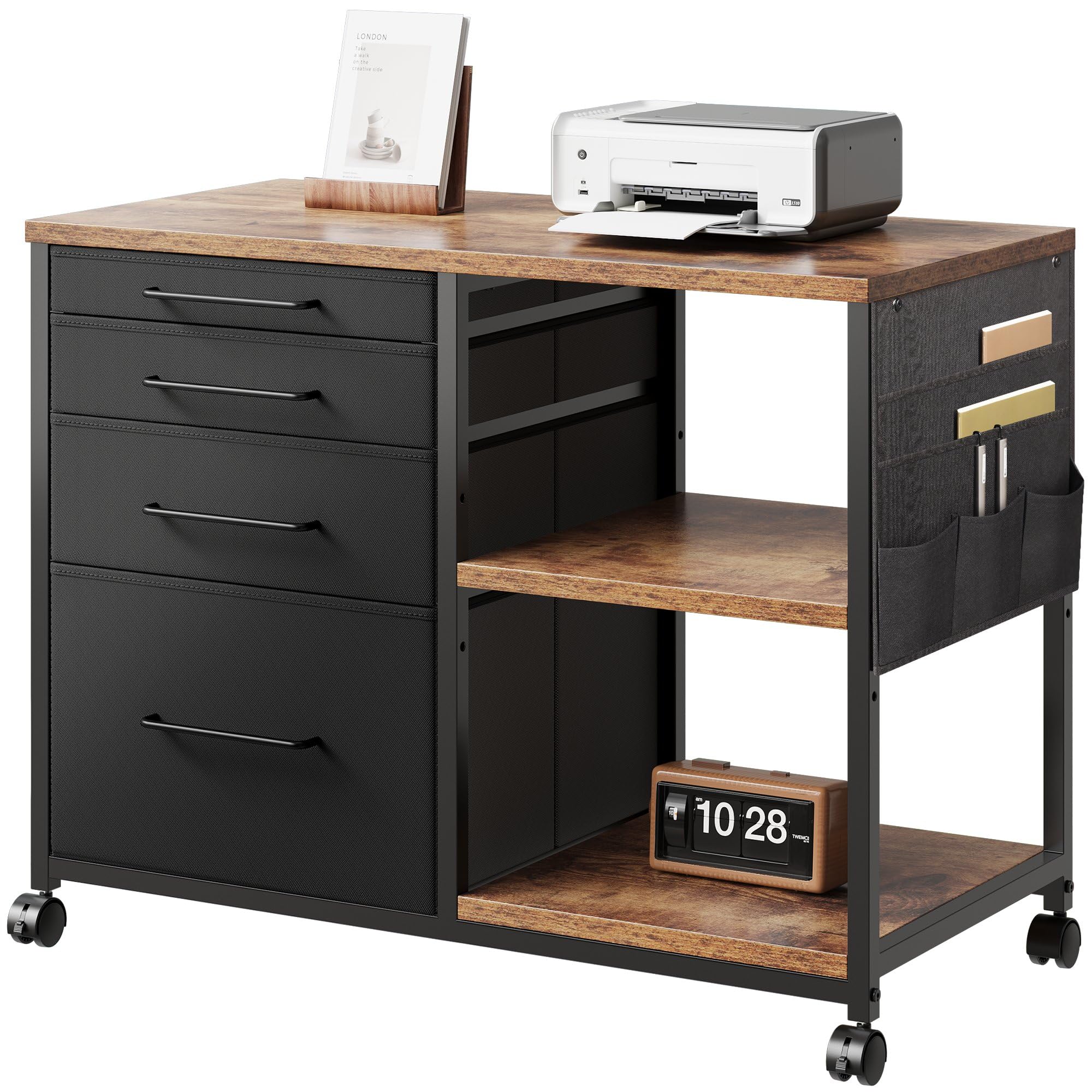 楽天市場】【@0円OFF/】サイドキャビネット デスクワゴン 布製 袖机