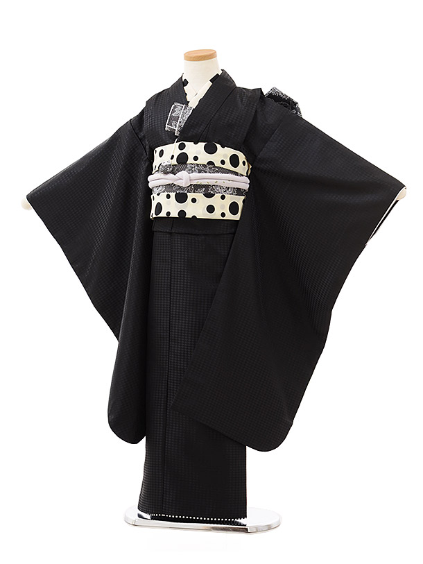 楽天市場】七五三レンタル(7歳女児結び帯) 7874 無地 黒地模様 四つ身