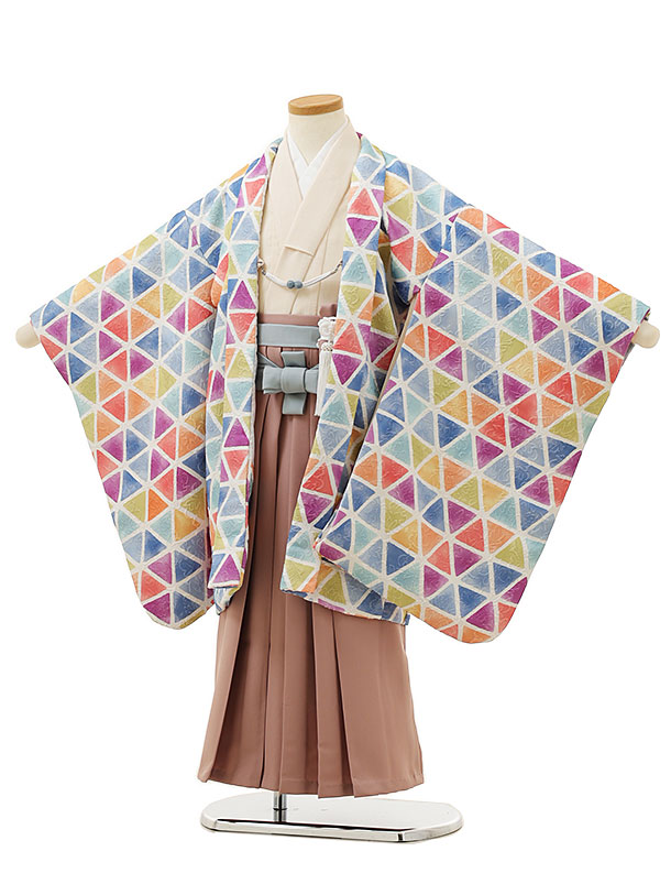 楽天市場】七五三レンタル 男の子 X046カラフルうろこxピンク袴 着物 5