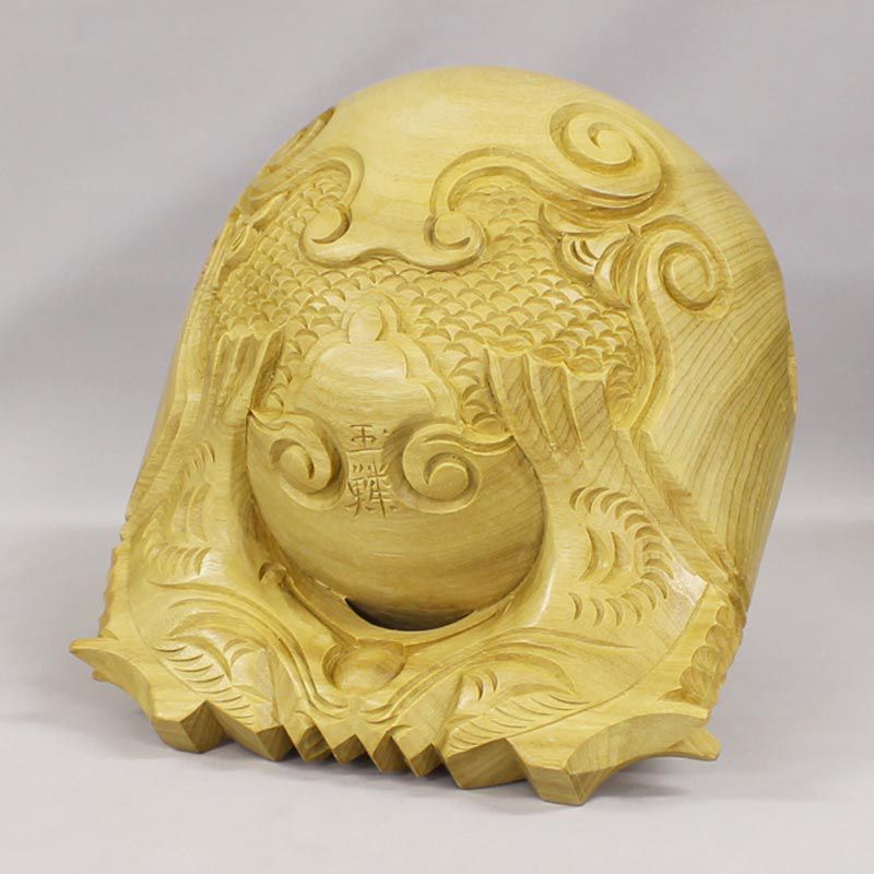 楽天市場】木魚セット【本楠 上彫り】6寸 一式（布団1尺、撥（バイ）7