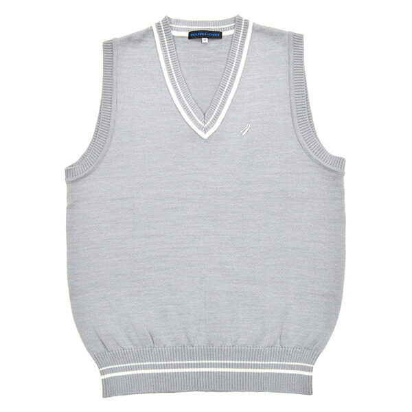 楽天市場】ウール混 Vネック スクールニットベスト ライトグレー×オフ