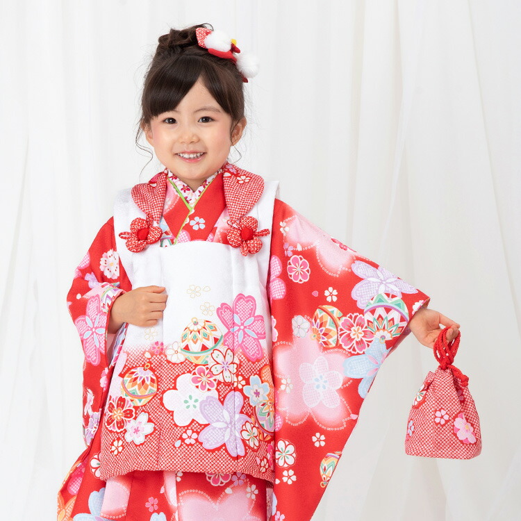 楽天市場】七五三 着物 3歳 被布セット 女の子8点フルセット 着付け