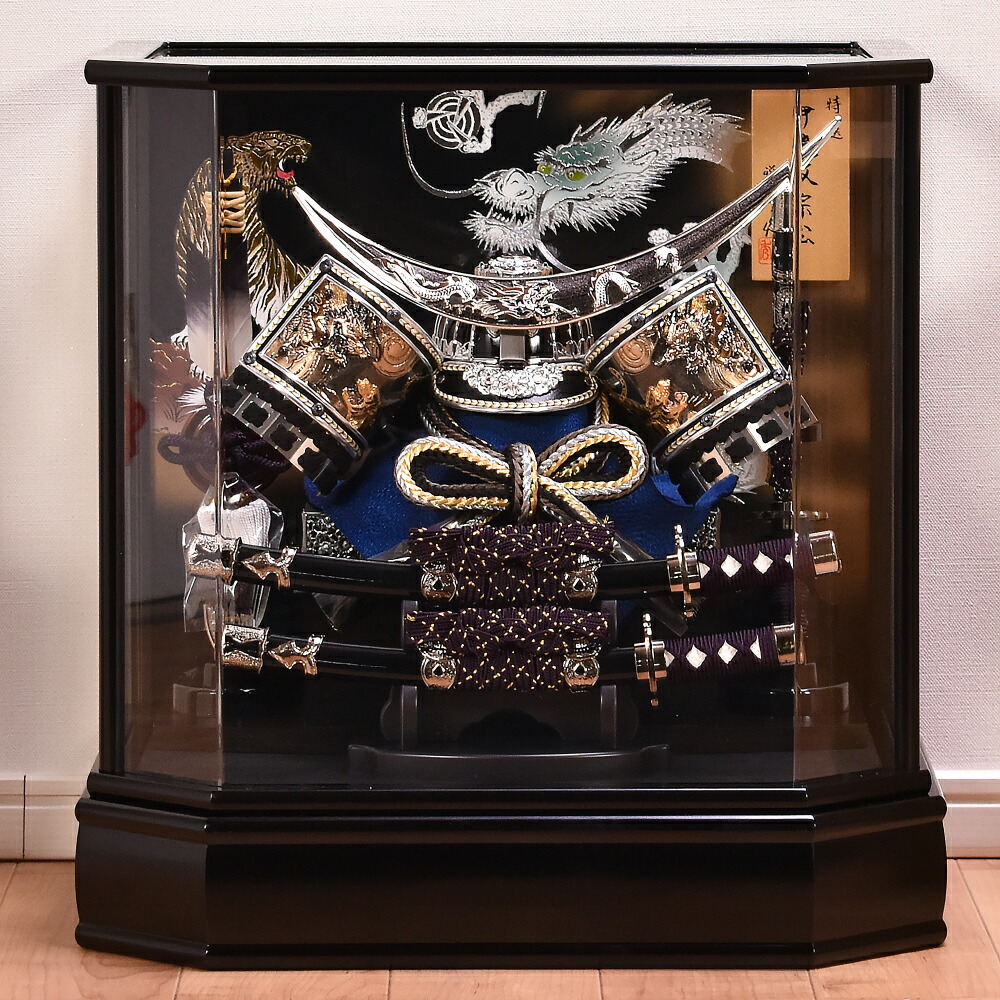 楽天市場】五月人形 コンパクト ケース飾り 13号 シルバー彫金 伊達