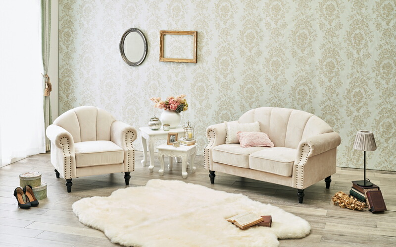 サロンチェア シングルソファ グホワイト モダン クラシック AC-6169