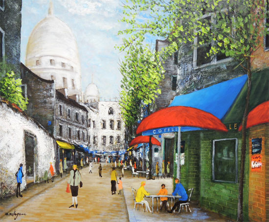 楽天市場】絵画 油絵 モンマルトルの広場 カフェテラス F20号 （中川