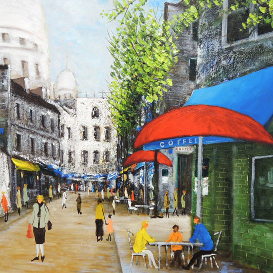 楽天市場】絵画 油絵 モンマルトルの広場 カフェテラス F30号 （中川