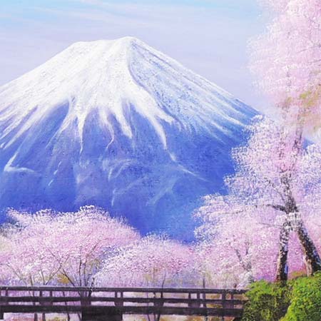 楽天市場】絵画 油絵 忍野富士に桜 F30号 （木村由記夫） 送料無料